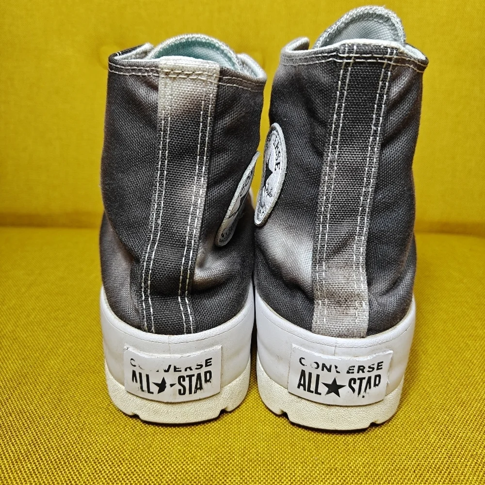 Converse Chuck Taylor All Star High Lugged Tie-dye Grey White Platform Women 6.5